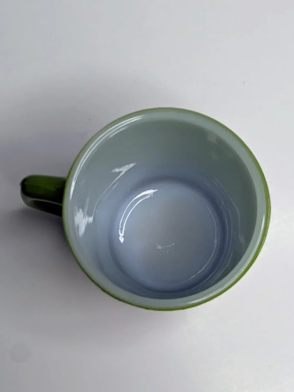 Vintage Fire-King Avocado Green Black Stacking Mugs Set of 3